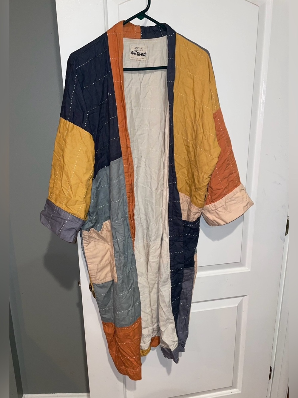 Free People X Anchal Color-Block Patchwork Kimono Robe Hand Embroidered Medium — image 5 of 8